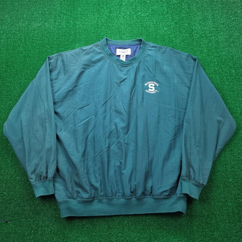 Vintage Gear For Sports Michigan State Windshirt Pullover Mens XL Green